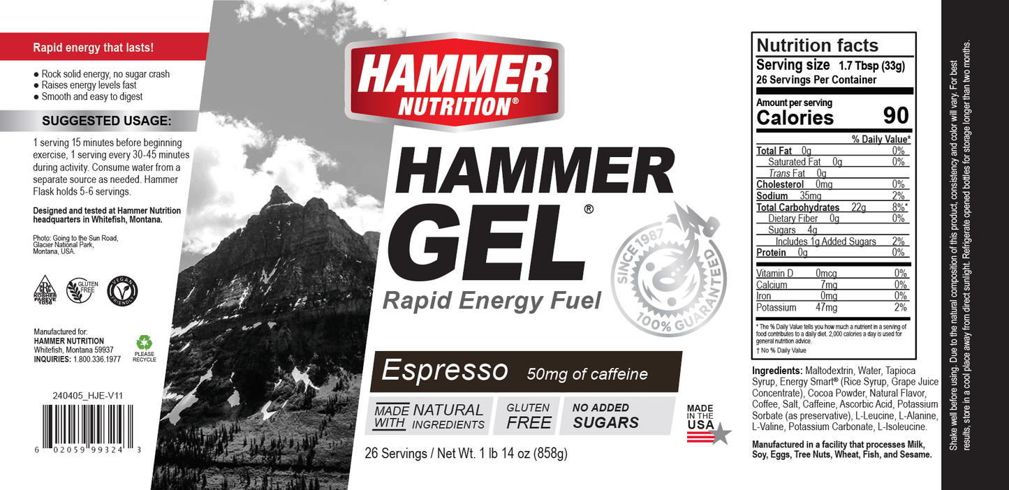 Hammer Nutrition - Hammer Gels - 26 Serving Jug - Espresso
