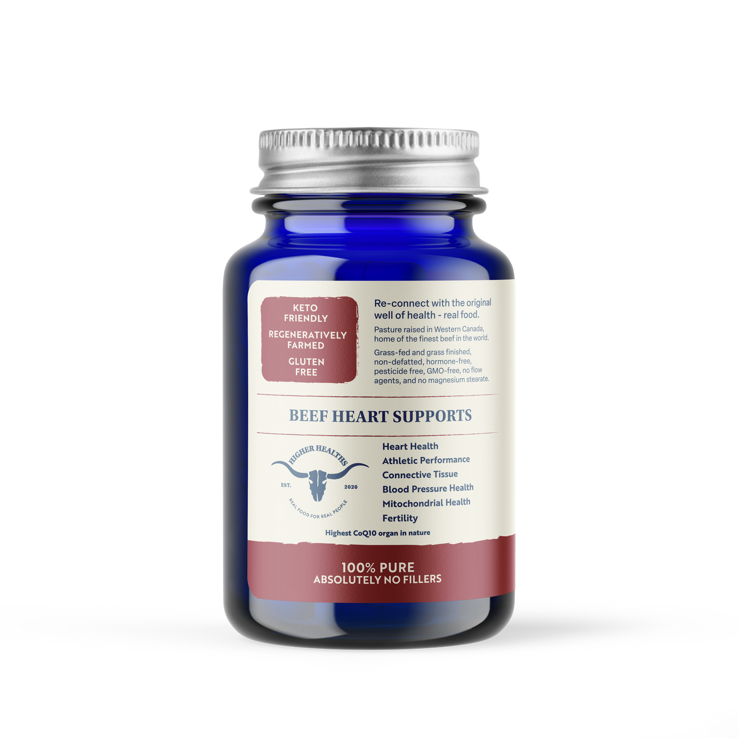 Higher Healths - 100% Grass-Fed/Grass-Finished Beef Heart, 180 Capsules