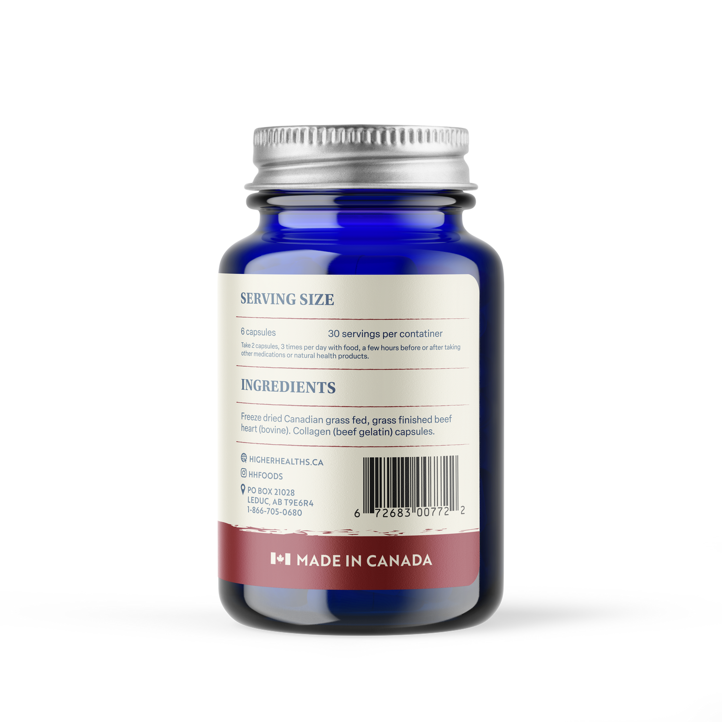 Higher Healths - 100% Grass-Fed/Grass-Finished Beef Heart, 180 Capsules