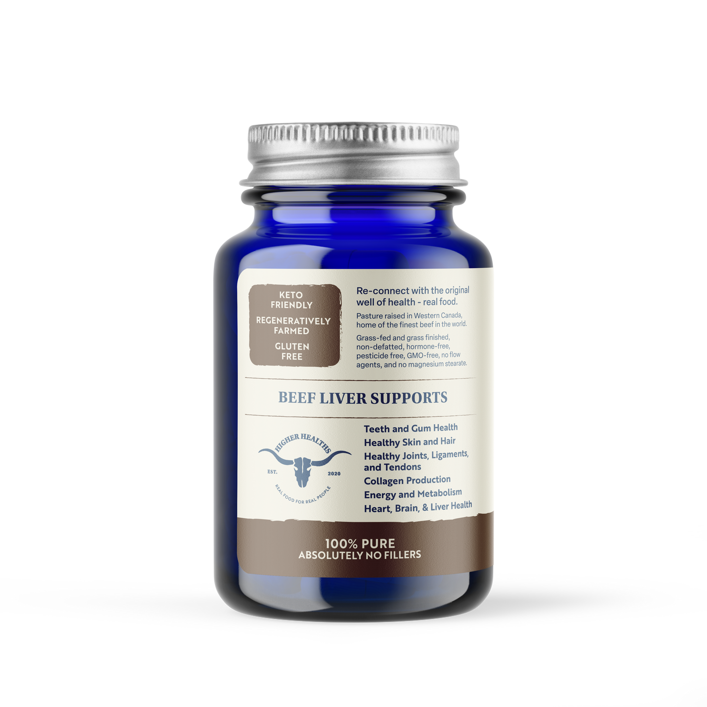 Higher Healths - 100% Grass-Fed/Grass-Finished Beef Liver, 180 Capsules