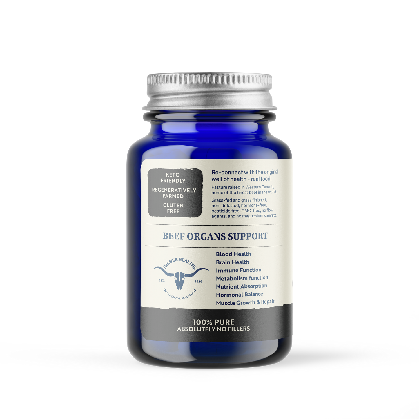 Higher Healths - 100% Grass-Fed/Grass-Finished Beef Organs Complex, 180 Capsules