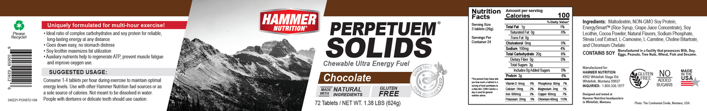 Hammer Nutrition - Perpetuem Solids, Chocolate, 72 Servings