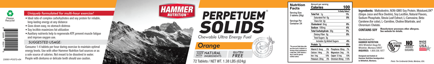 Hammer Nutrition - Perpetuem Solids, Orange, 72 Servings