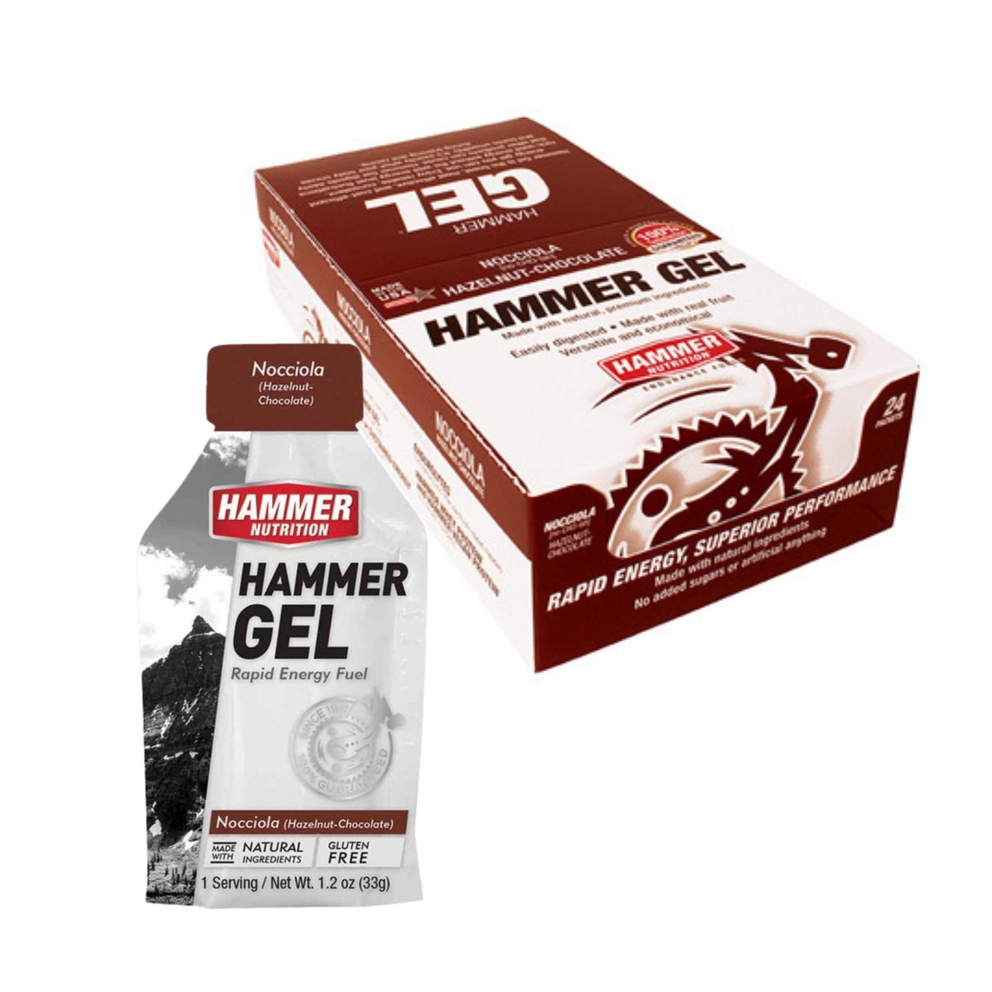 Hammer Nutrition Endurance Gel, Box of 24, Nocciola, Team Perfect