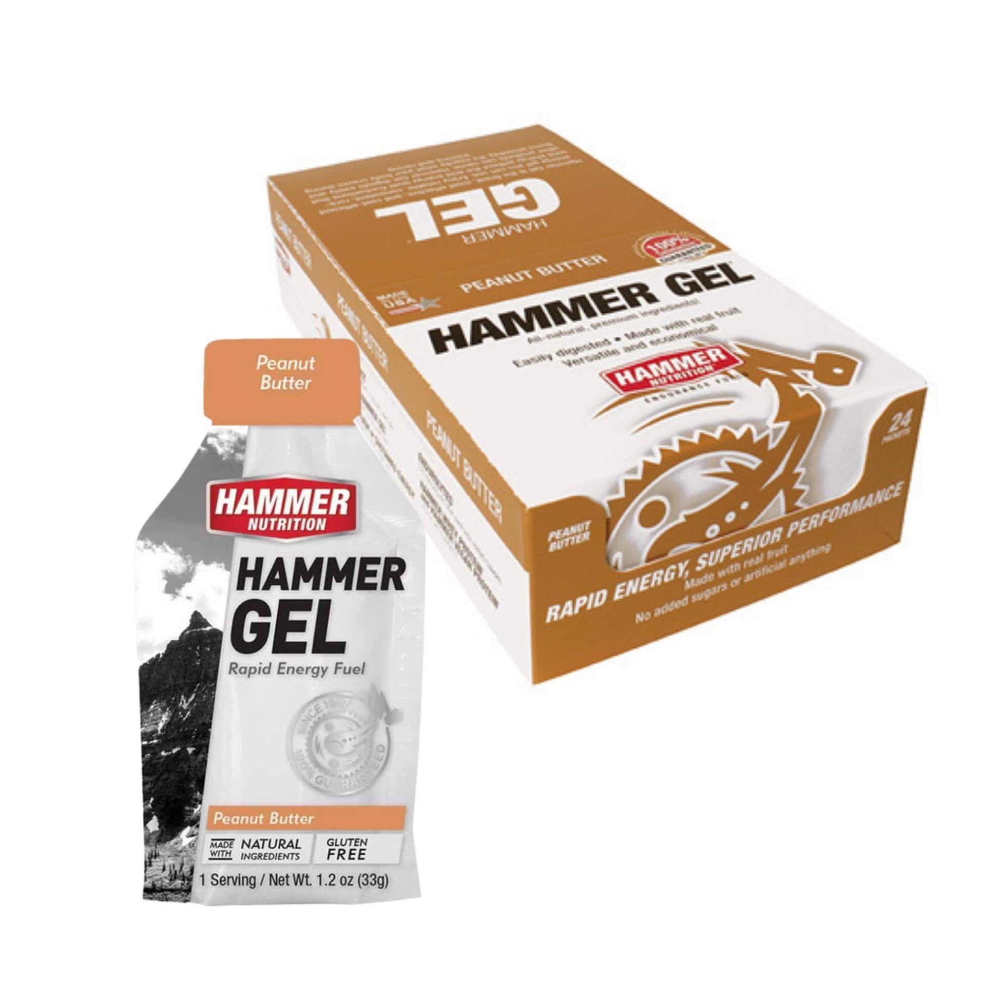 Hammer Nutrition Endurance Gel, Box of 24, Peanut Butter, Team Perfect