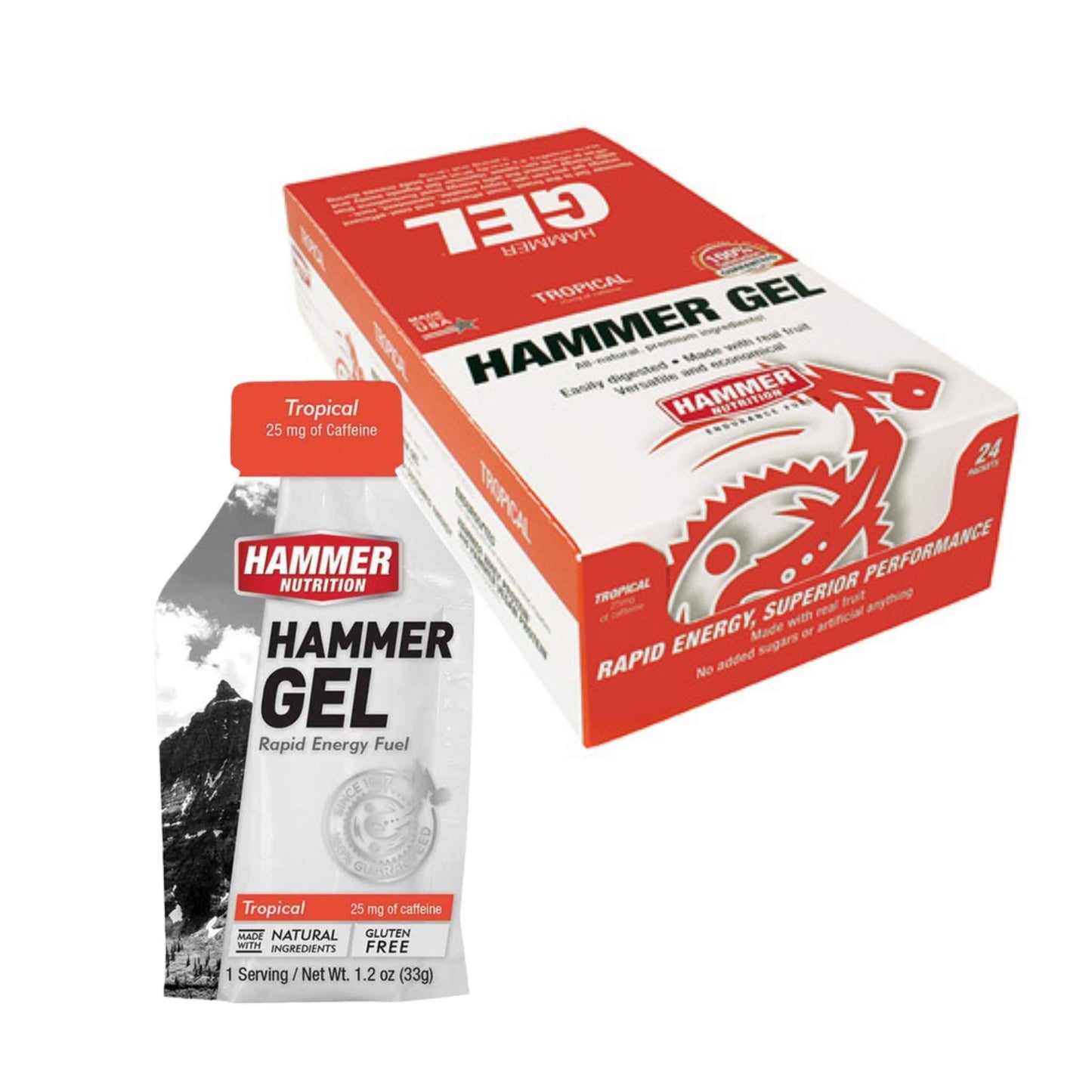 Hammer Nutrition Endurance Gel, Box of 24, Tropical, Team Perfect