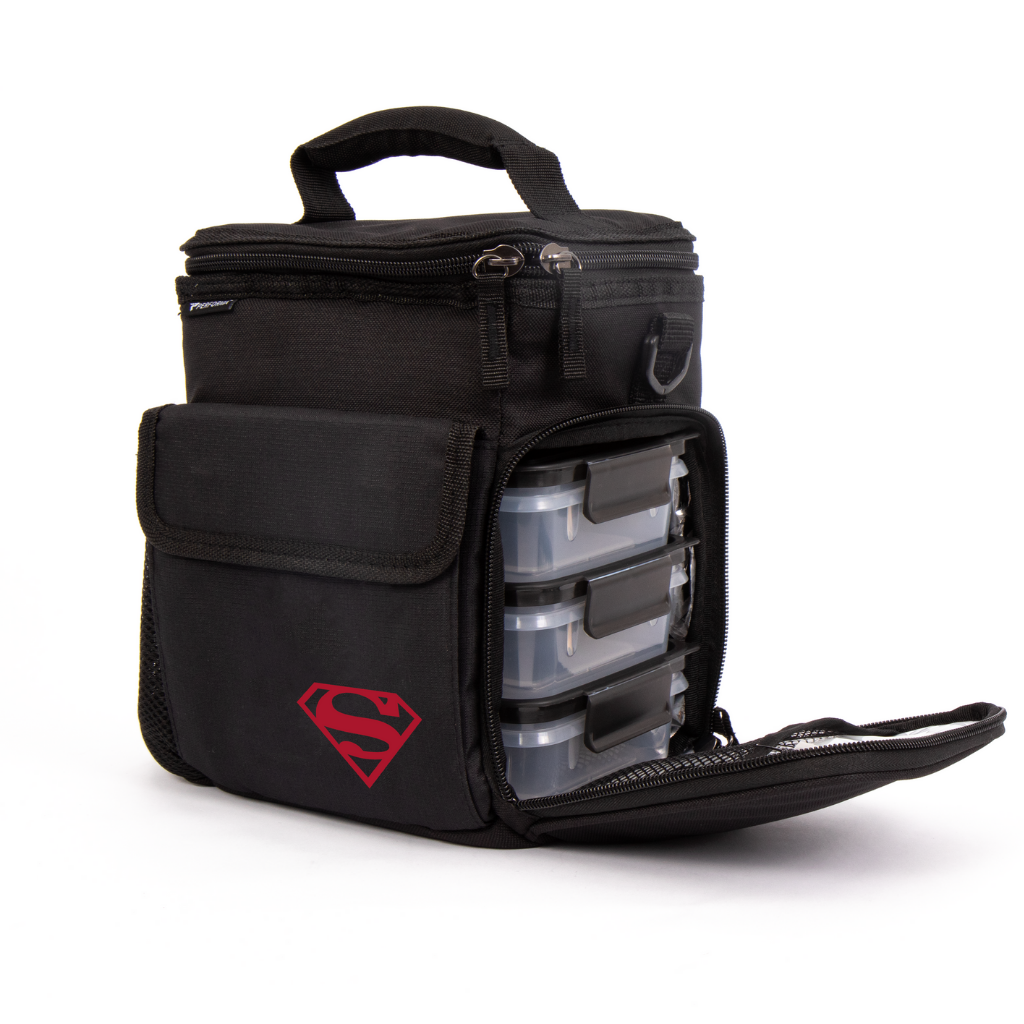 Performa, 3 Meal Cooler Bag, Black, Superman, Team Perfect Wholesale