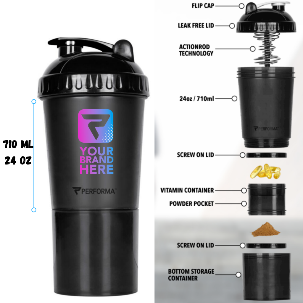Performa - PLUS Shaker Cup, 24oz, Black, Features, Team Perfect