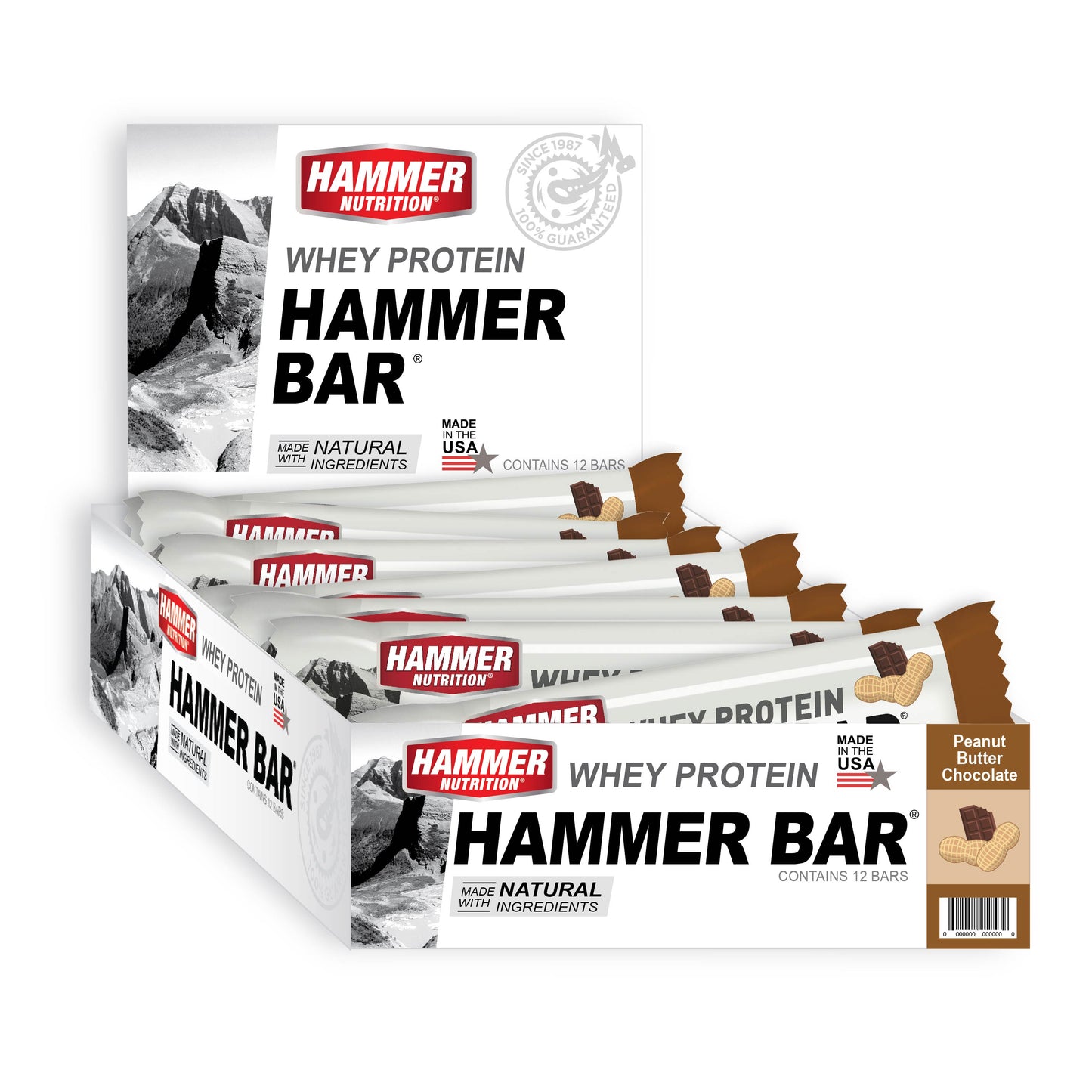 Hammer Nutrition - Whey Protein Bar, Box of 12, Peanut Butter Chocolate