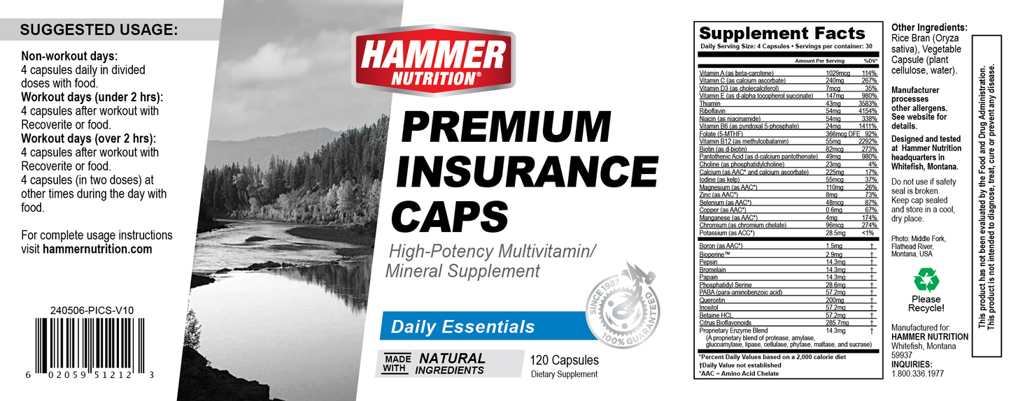 Hammer Nutrition - Premium Insurance Caps - 120 caps
