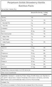 Hammer Nutrition - Perpetuem Solids, Strawberry Vanilla, Nutritional Information, Team Perfect
