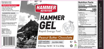Hammer Nutrition - Hammer Gels - 26 Serving Jug - Peanut Butter Chocolate
