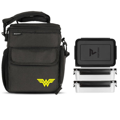 Performa, 3 Meal Cooler Bag, Black, Wonder Woman, Team Perfect Wholesale