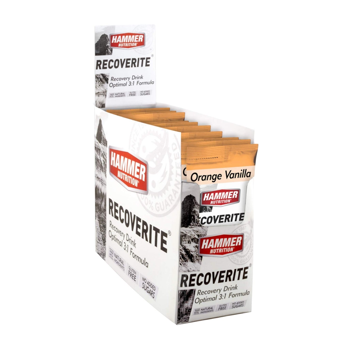 Hammer Nutrition - Recoverite, Orange Vanilla, Box of 12 Servings, Shown in Packaging, Team Perfect