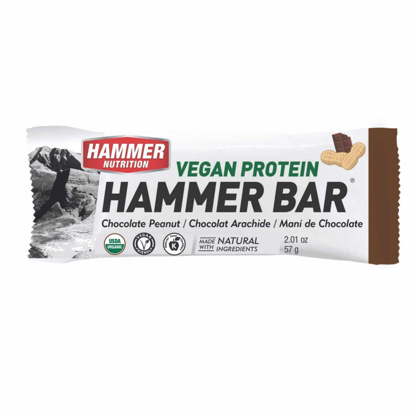 Hammer Nutrition - Vegan Protein Bar, Single Bar, Chocolate Peanut, Team Perfect