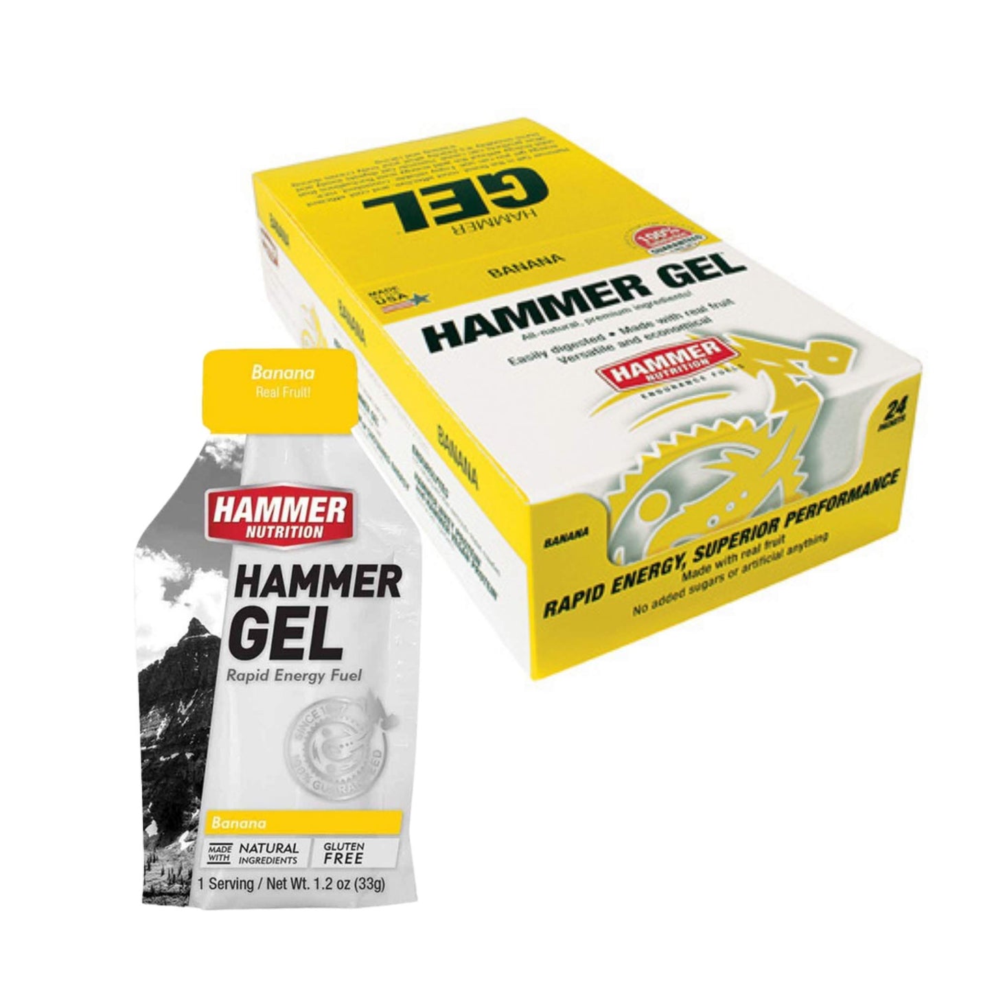 Hammer Nutrition Endurance Gel, Box of 24, Banana, Team Perfect