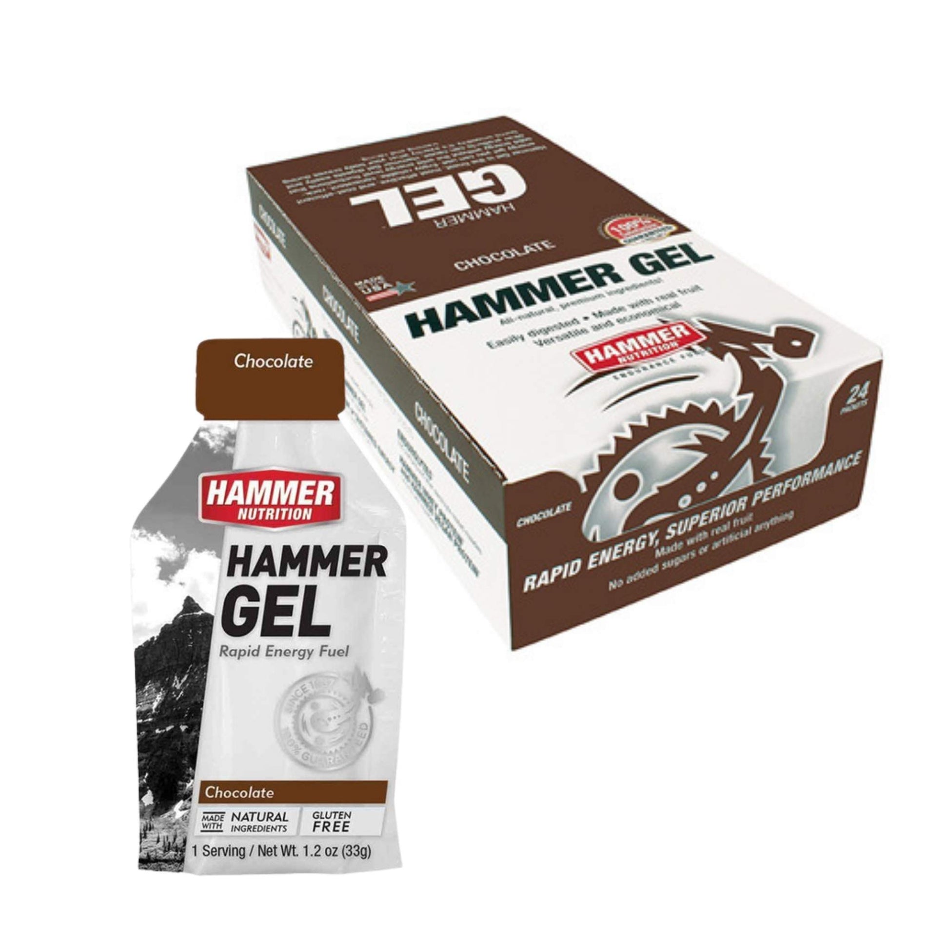 Hammer Nutrition Endurance Gel, Box of 24, Chocolate, Team Perfect