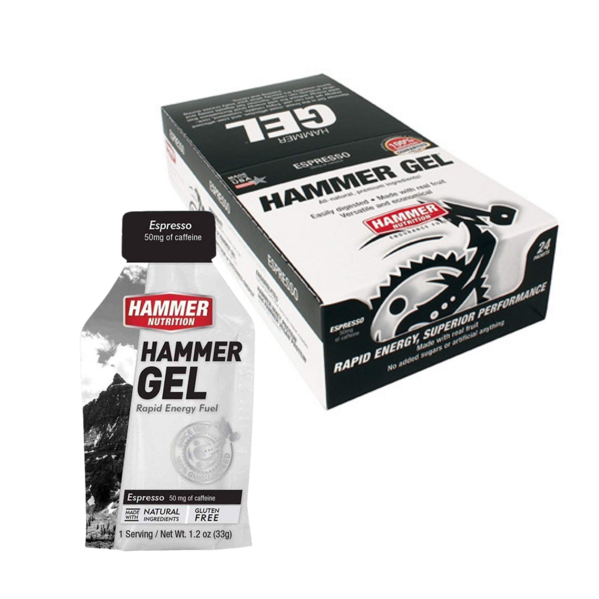 Hammer Nutrition Endurance Gel, Box of 24, Espresso, Team Perfect