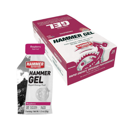 Hammer Nutrition Endurance Gel, Box of 24, Raspberry, Team Perfect