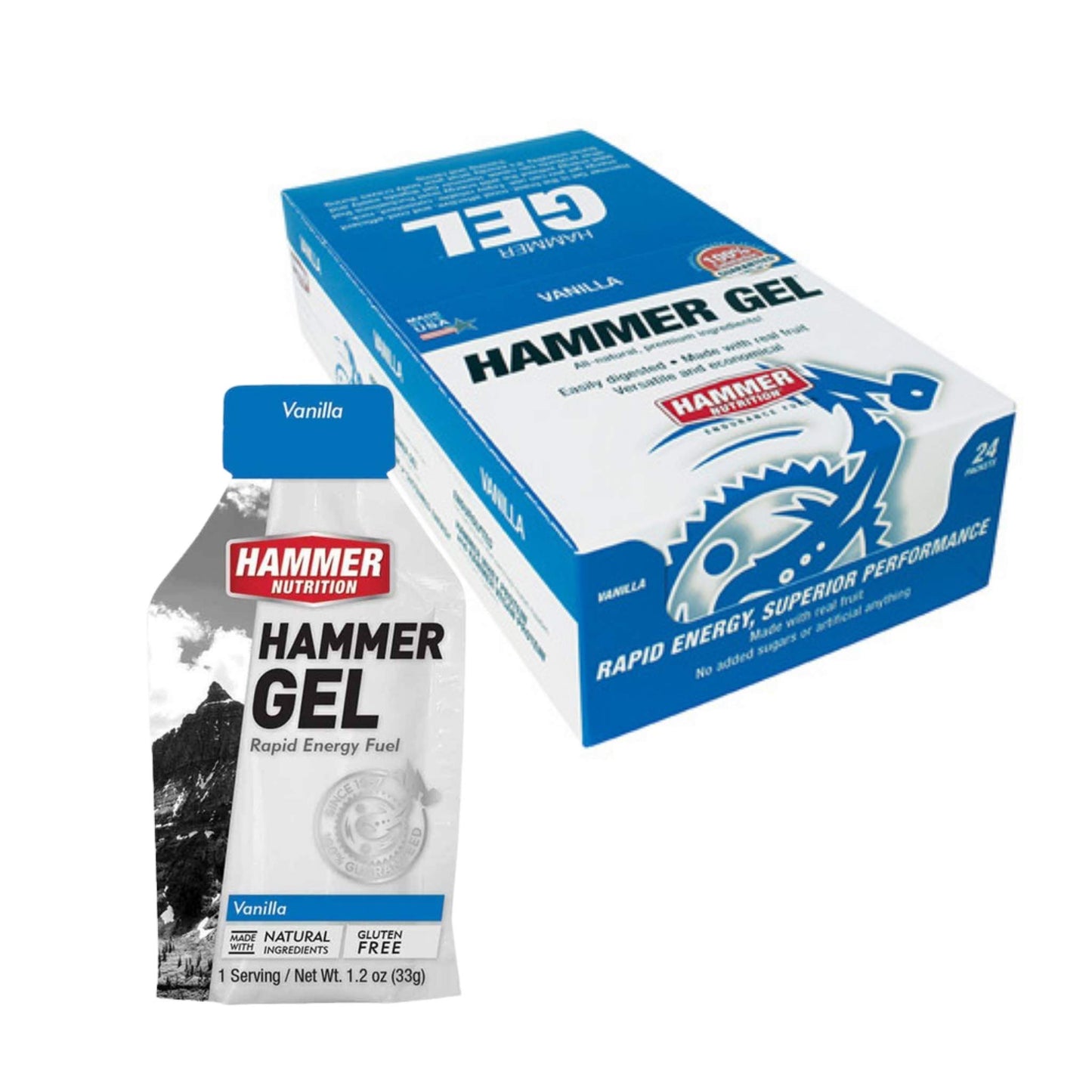 Hammer Nutrition Endurance Gel, Box of 24, Vanilla, Team Perfect