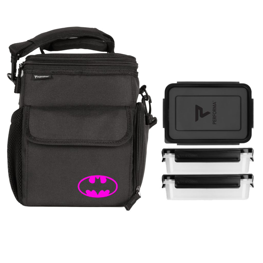 Performa, 3 Meal Cooler Bag, Black, Pink Batman, Team Perfect Wholesale