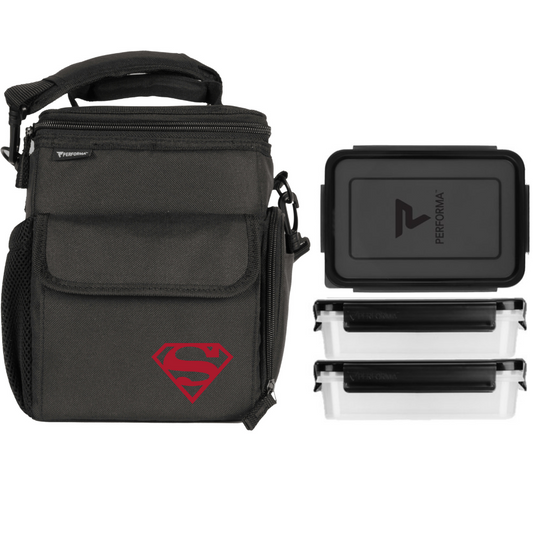 Performa, 3 Meal Cooler Bag, Black, Superman, Team Perfect Wholesale